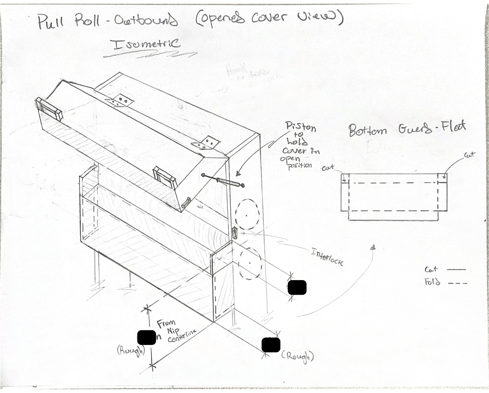 Outbound pull roll guarding (open)