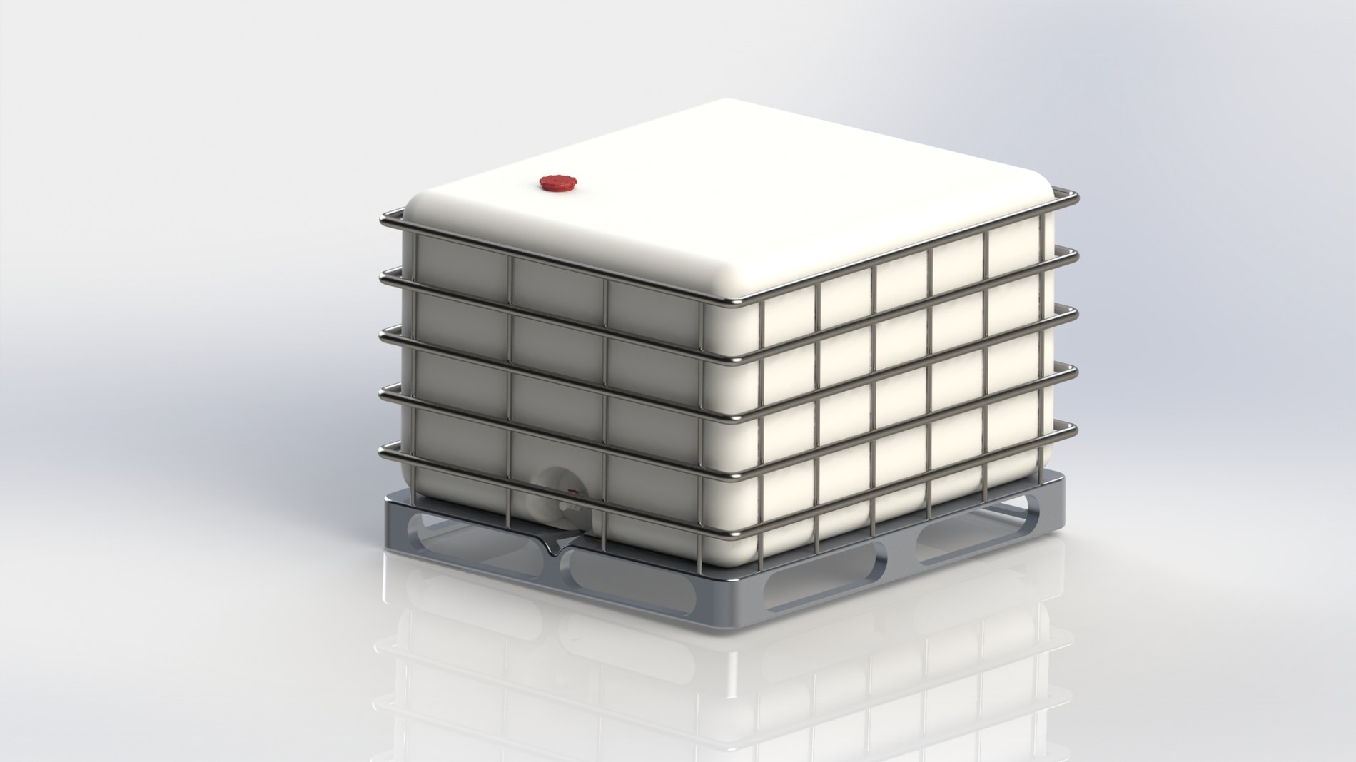 Dimensionally accurate modeled and rendered water cistern (SolidWorks) — UMN